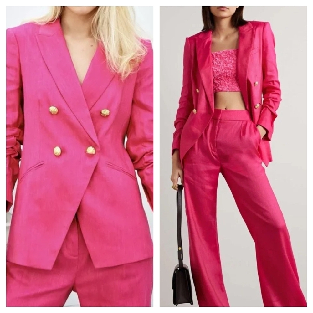 Veronica Beard Hirsh Pink Linen Dickey Jacket Blazer Size 00 Celebrity